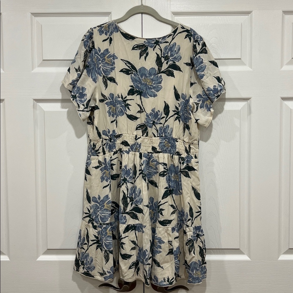 Abercrombie & Fitch Floral V-Neck Bohemian Mini Dress Womens Size XL - Picture 2 of 8